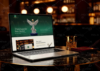Website design shown on a laptop screen